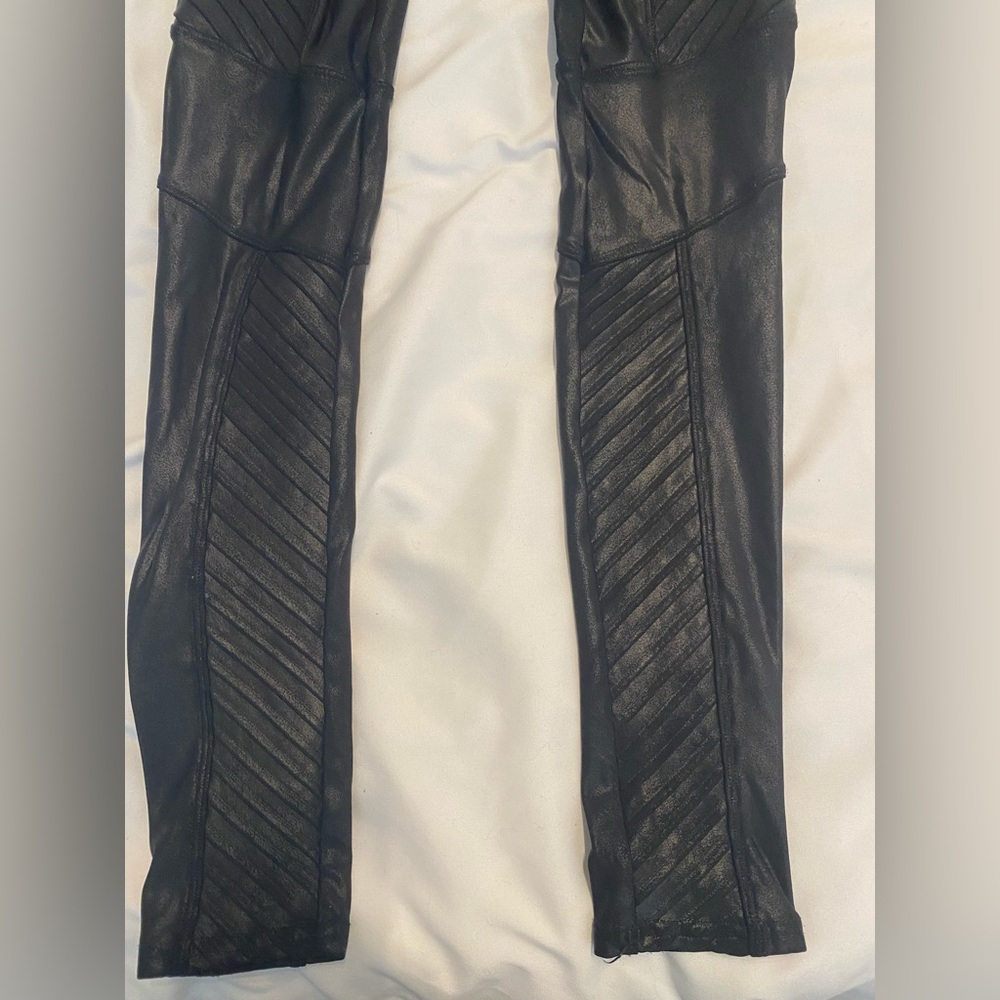 SPANX Faux Leather Moto Leggings in Black - Picture 4 of 5